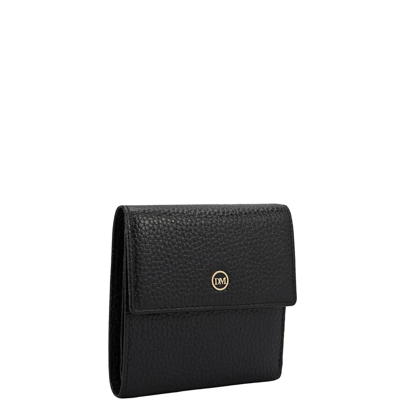Da Milano Wax Leather Ladies Wallet - Black